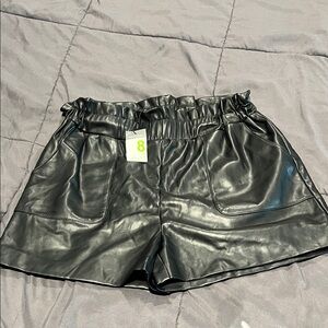 Primark Black High Waist Faux Leather Shorts